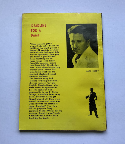 DEADLINE FOR A DAME Australian pulp fiction book Marc Brody 1957